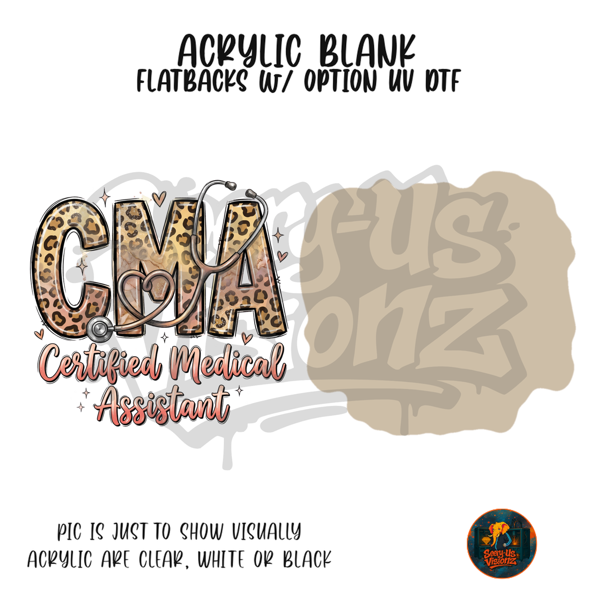 CMA Leopard acrylic blank, Acrylic & UV DTF Print