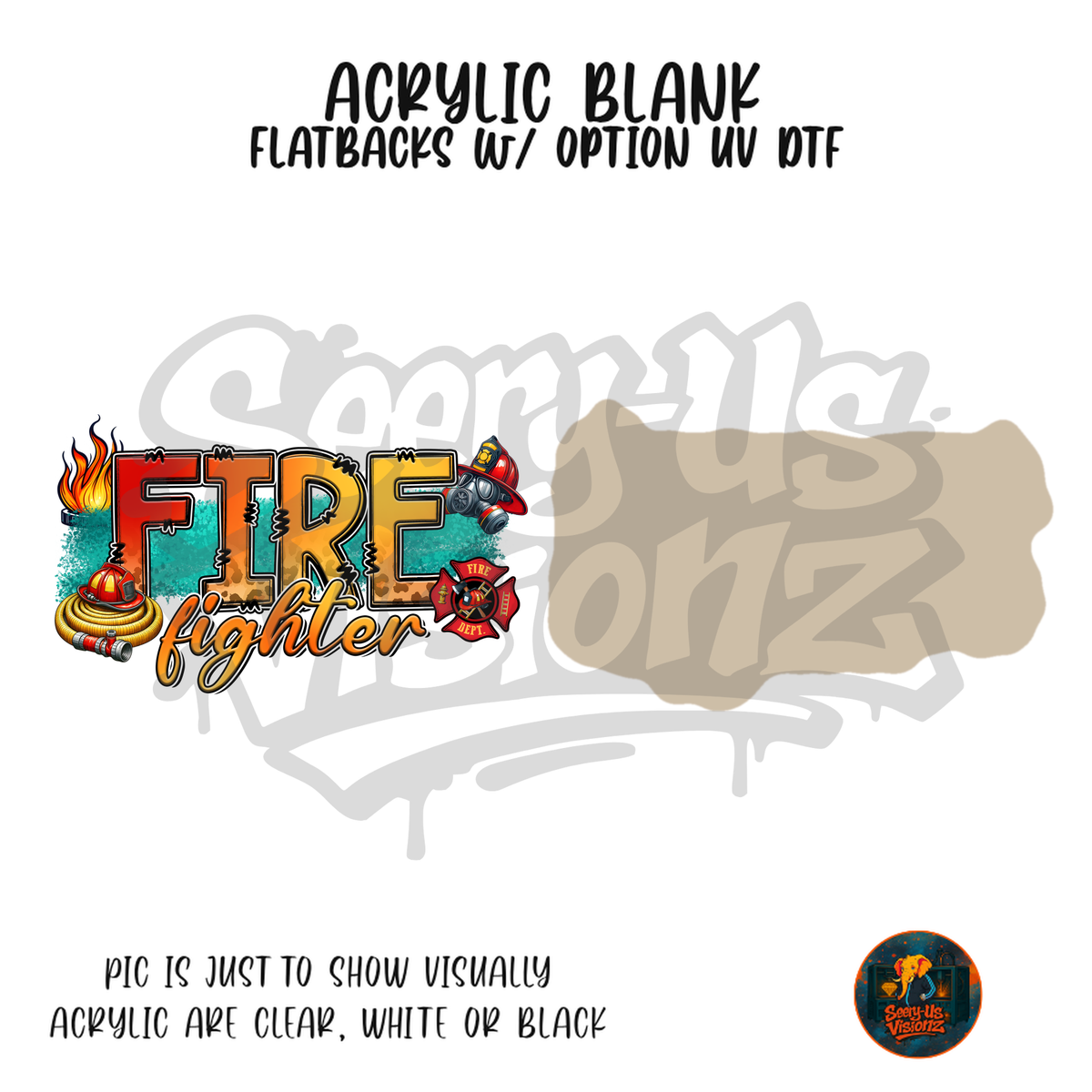 Fire Fighter Flames acrylic blank, Acrylic & UV DTF Print