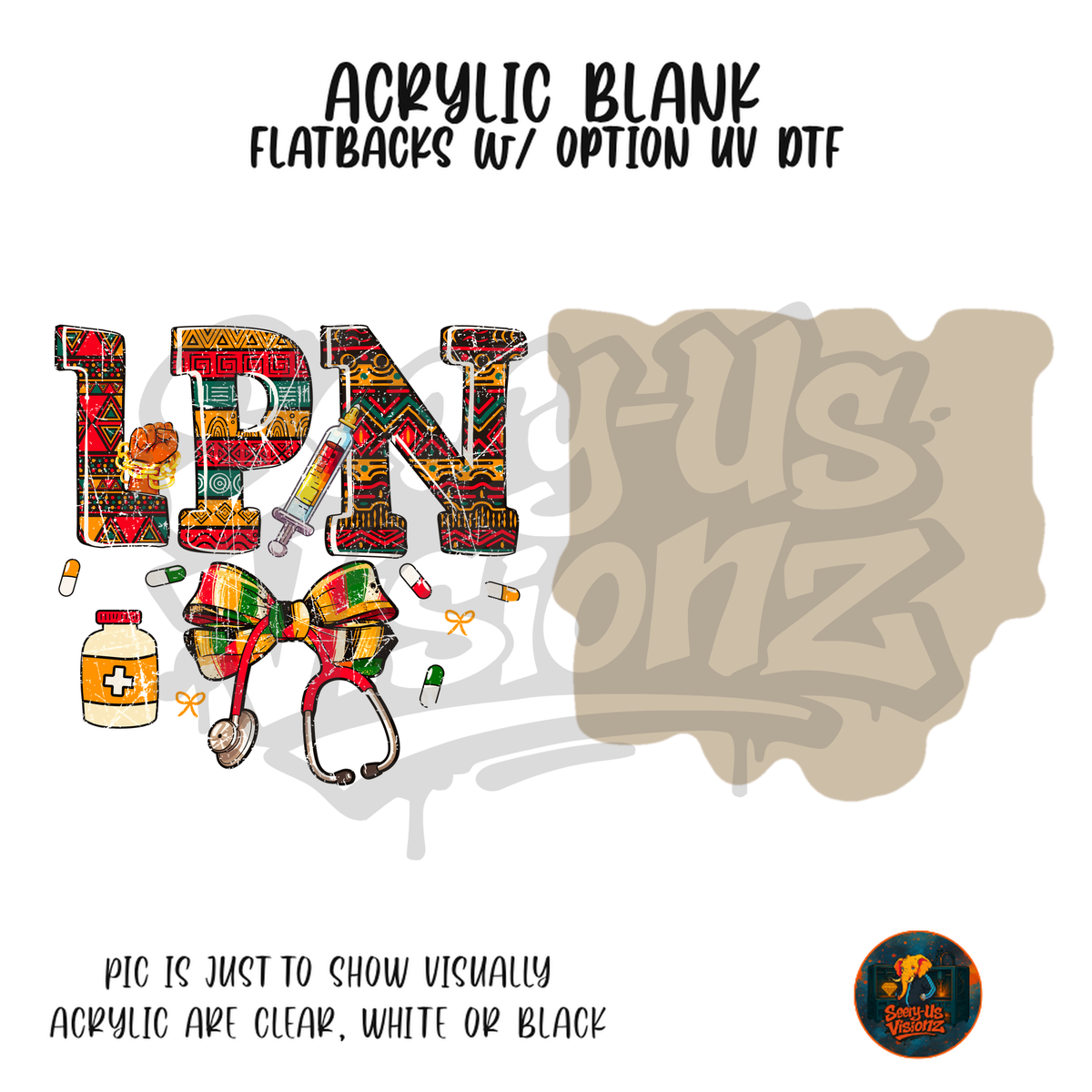 LPN Tribal Print Bow acrylic blank, Acrylic & UV DTF Print