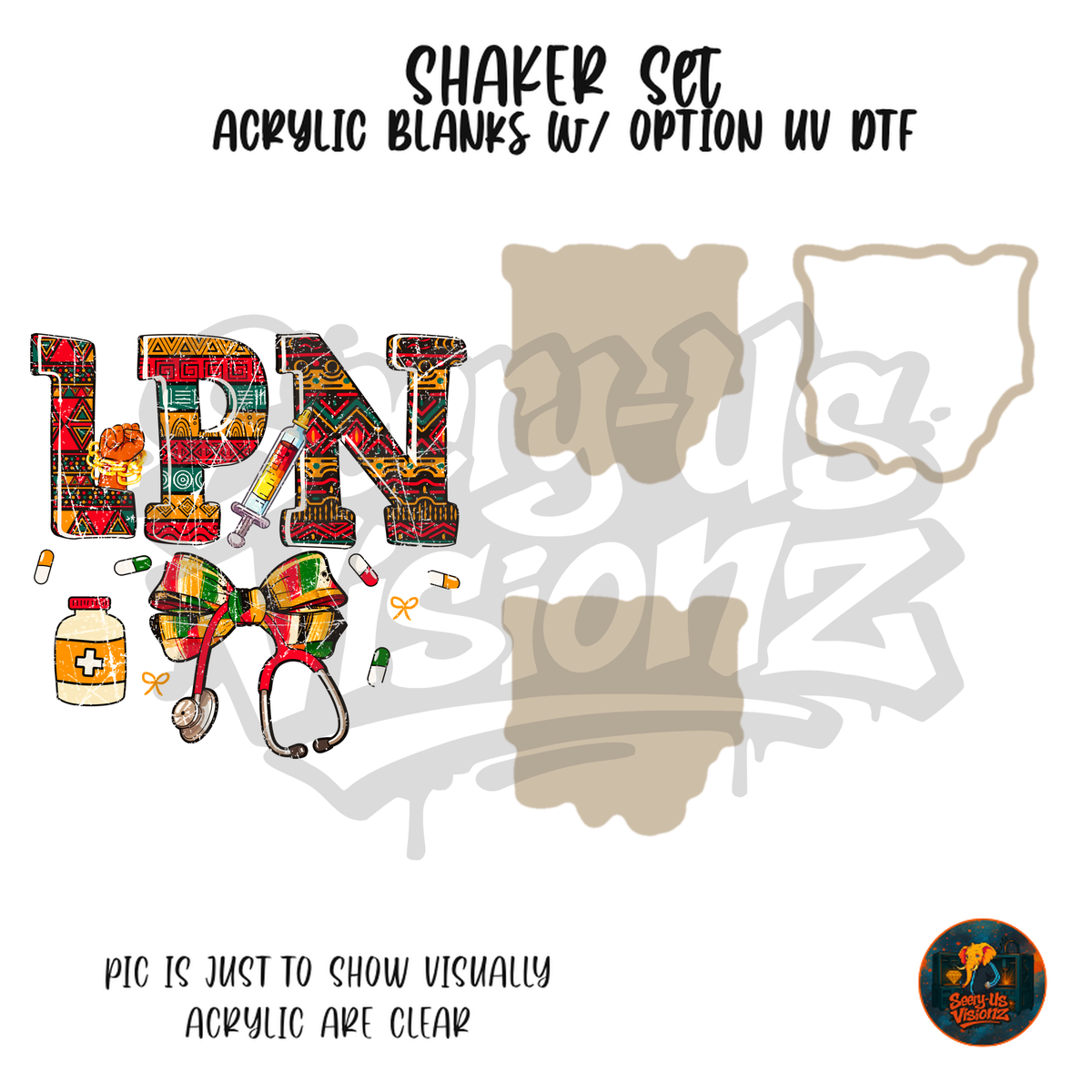 LPN Tribal Print Bow shaker set acrylic blanks