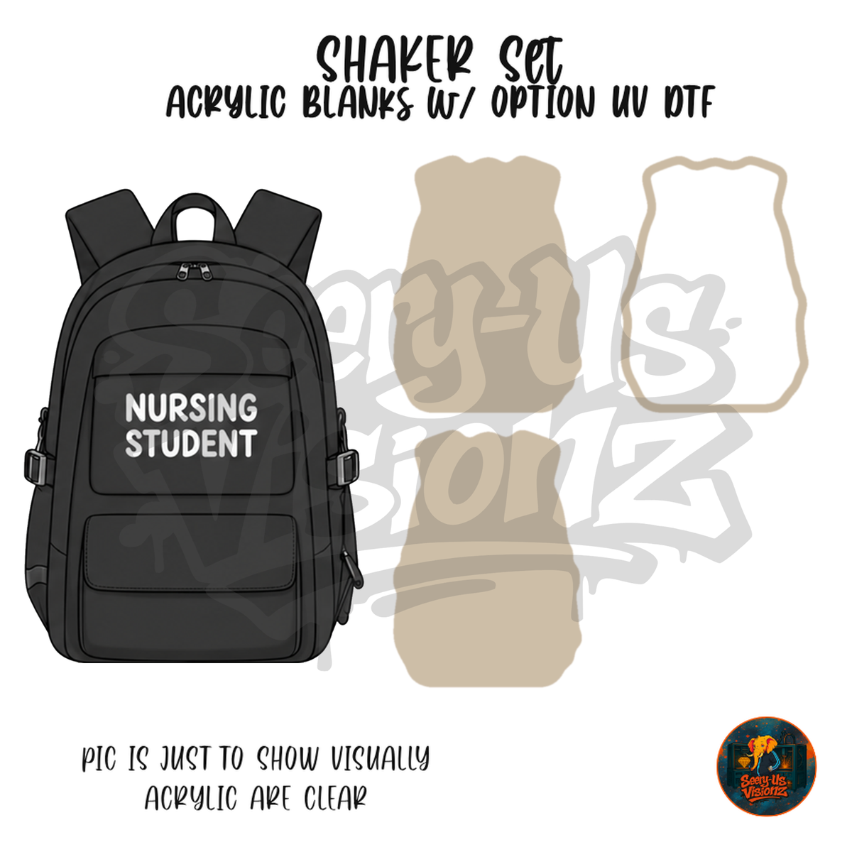 Black Nursing Student Backpack shaker set acrylic blanks