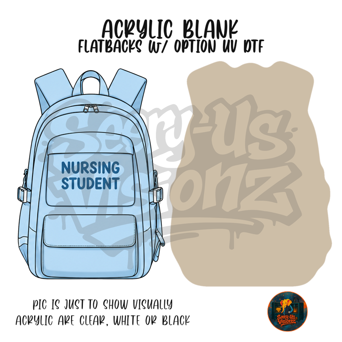Blue Nursing Student Backpack acrylic blank, Acrylic & UV DTF Print