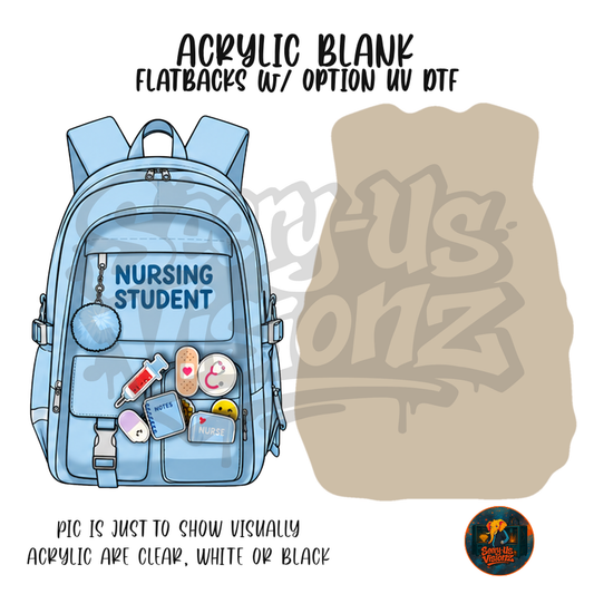 Blue Nursing Backpack Pins acrylic blank, Acrylic & UV DTF Print