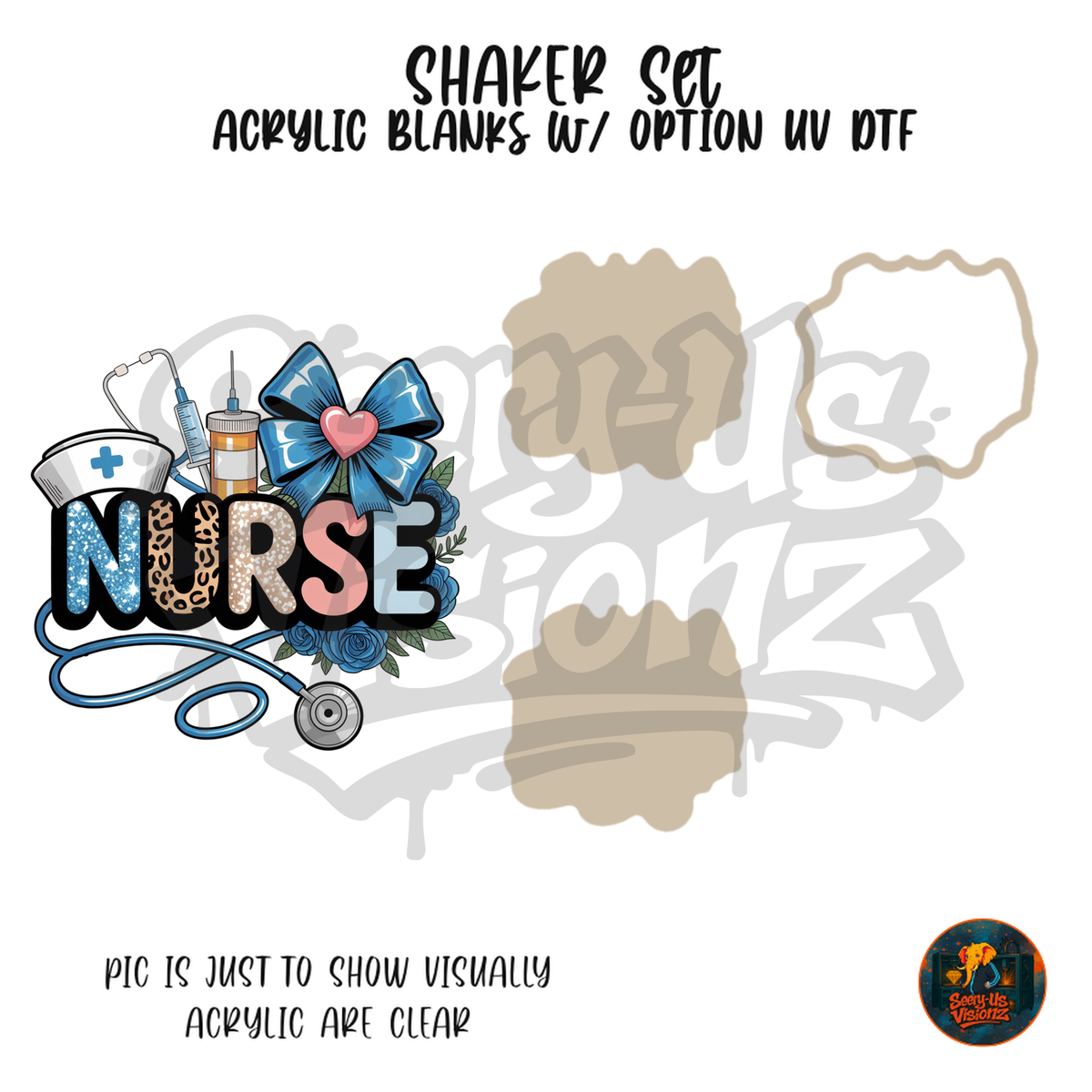 Nurse Blue Bow Stethoscope shaker set acrylic blanks