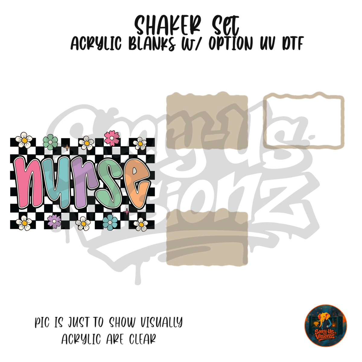 Checkered Daisy Nurse shaker set acrylic blanks