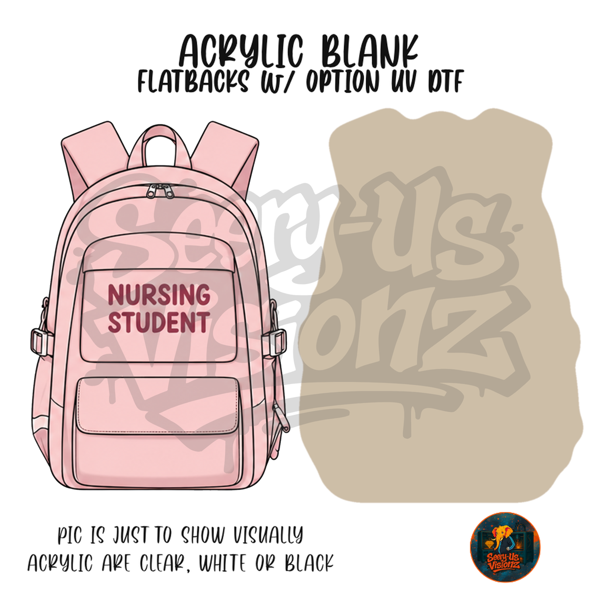 Pink Nursing Student Backpack acrylic blank, Acrylic & UV DTF Print
