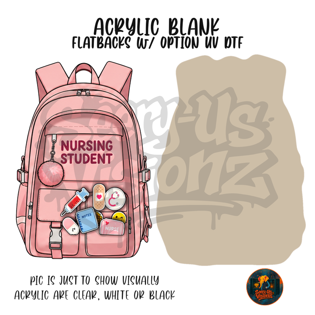 Coral Nursing Backpack Pins acrylic blank, Acrylic & UV DTF Print