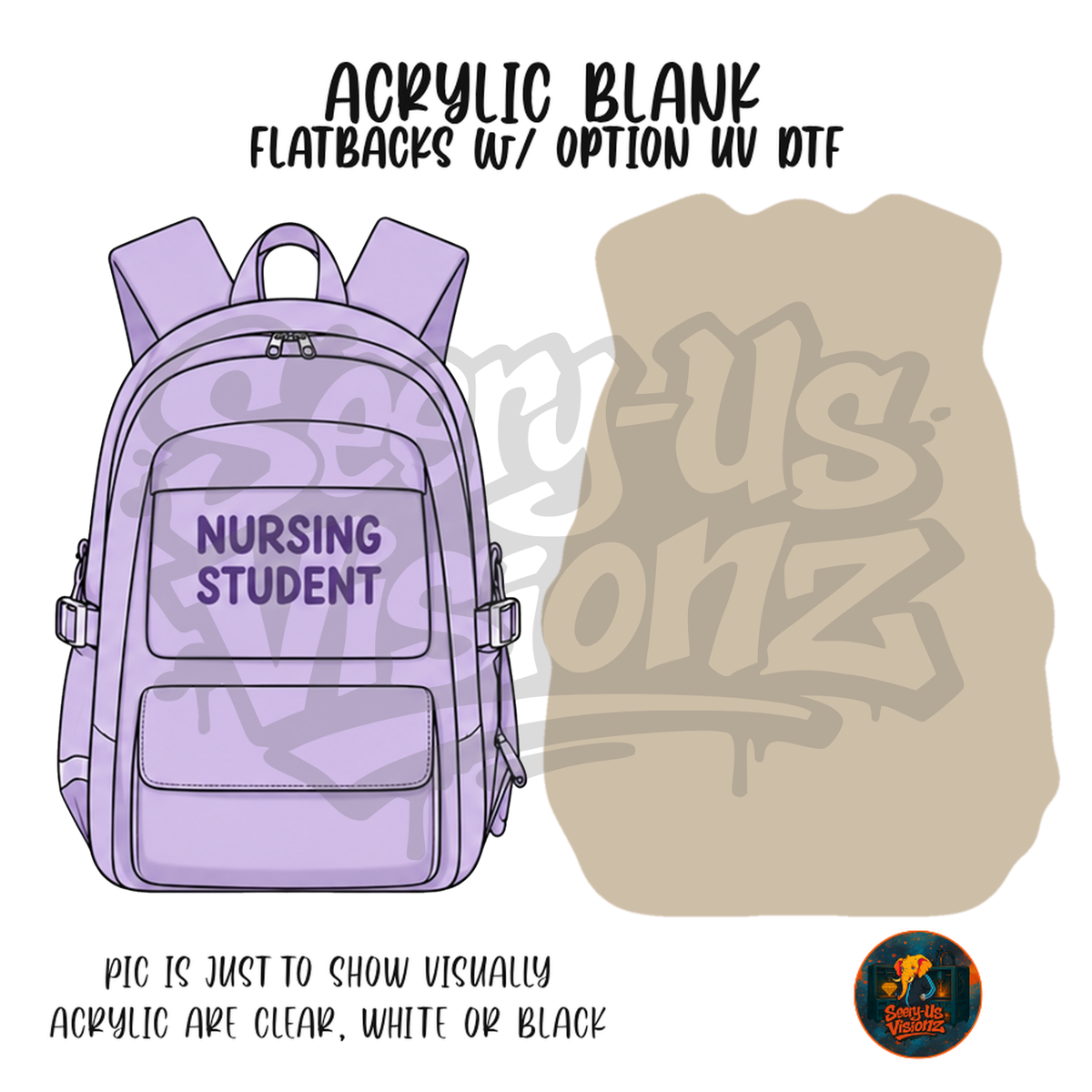 Purple Nursing Student Backpack acrylic blank, Acrylic & UV DTF Print