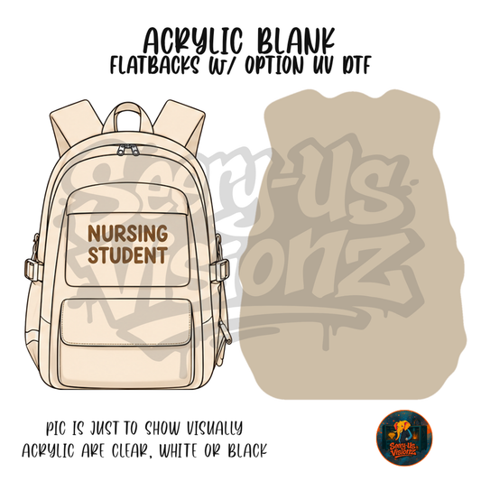 Cream Nursing Student Backpack acrylic blank, Acrylic & UV DTF Print
