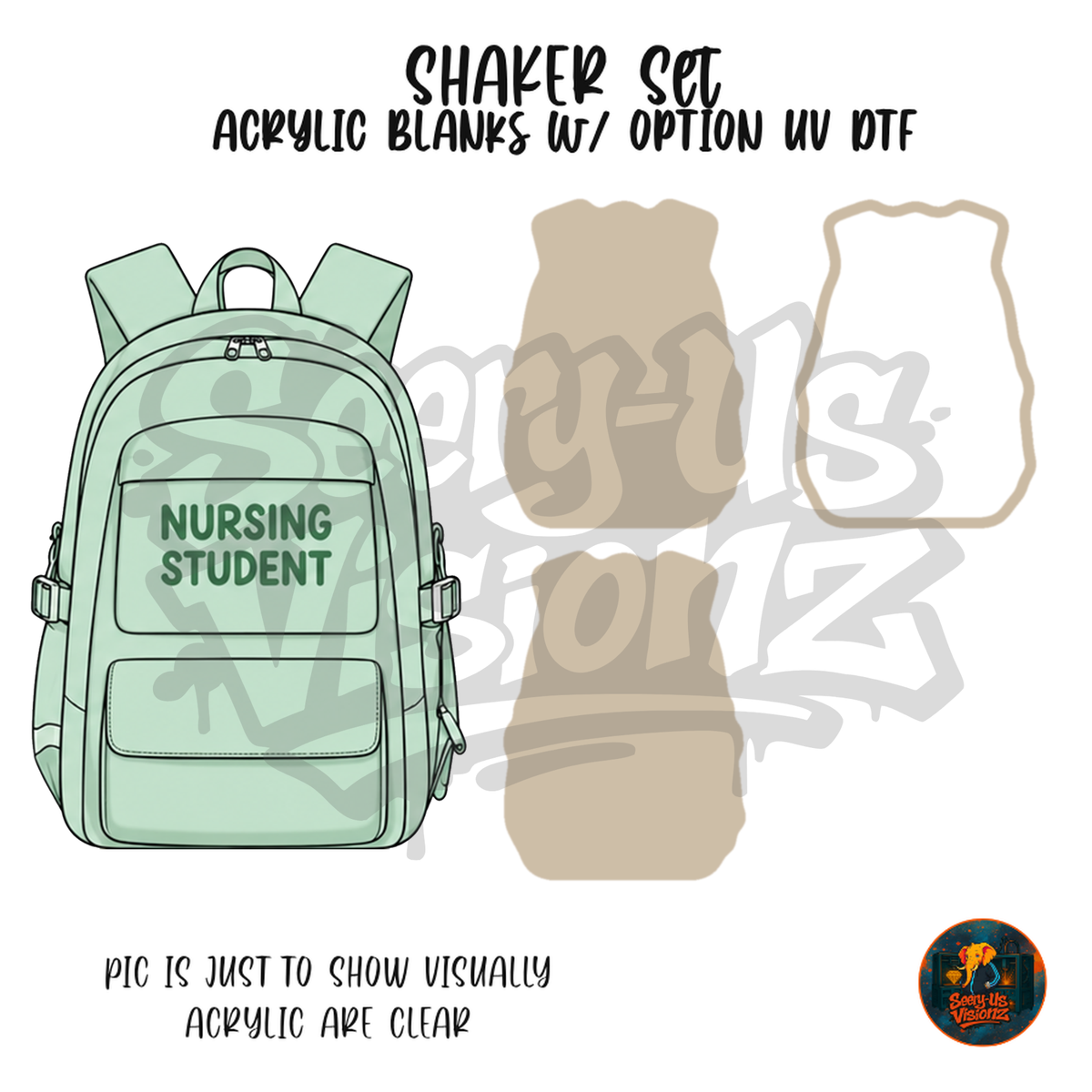 Green Nursing Student Backpack shaker set acrylic blanks
