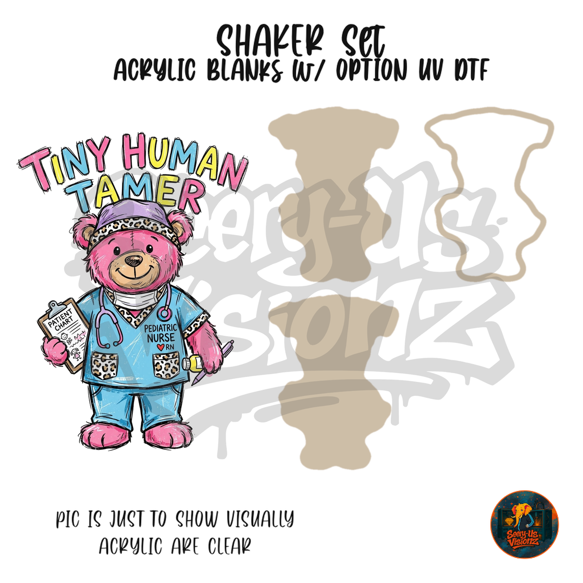 Tiny Human Tamer Bear shaker set acrylic blanks