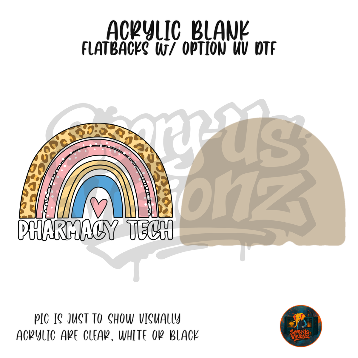 Leopard Rainbow Pharmacy Tech acrylic blank, Acrylic & UV DTF Print