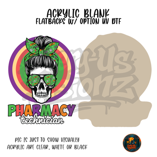 Skull Bandana Pharmacy Technician acrylic blank, Acrylic & UV DTF Print