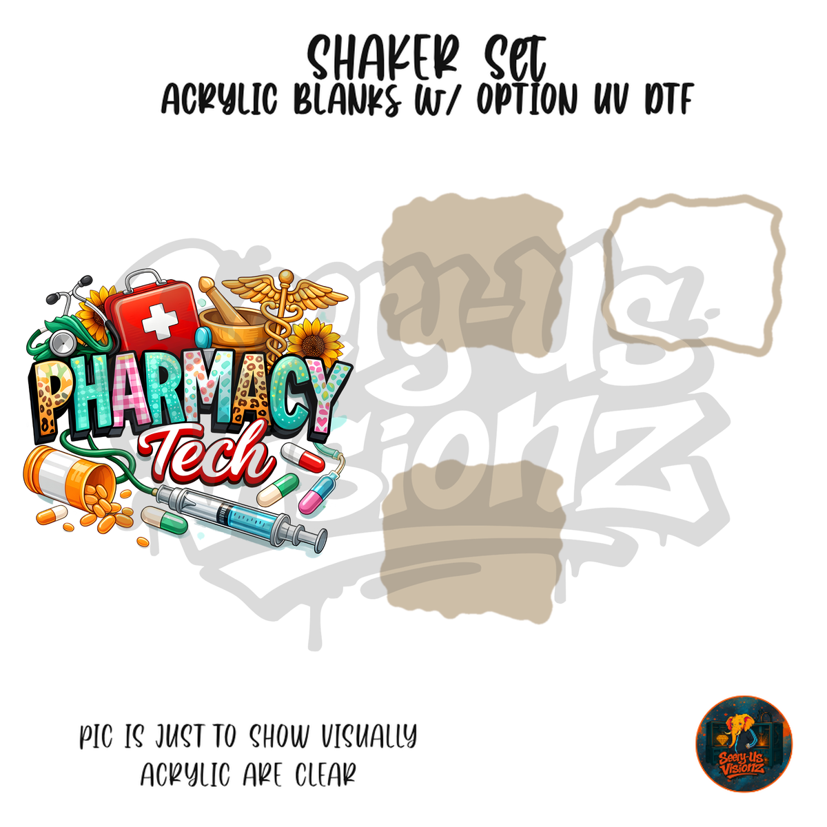 Pills Caduceus Pharmacy Tech shaker set acrylic blanks