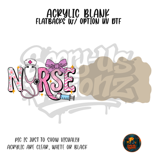 Pink Nurse Letters acrylic blank, Acrylic & UV DTF Print