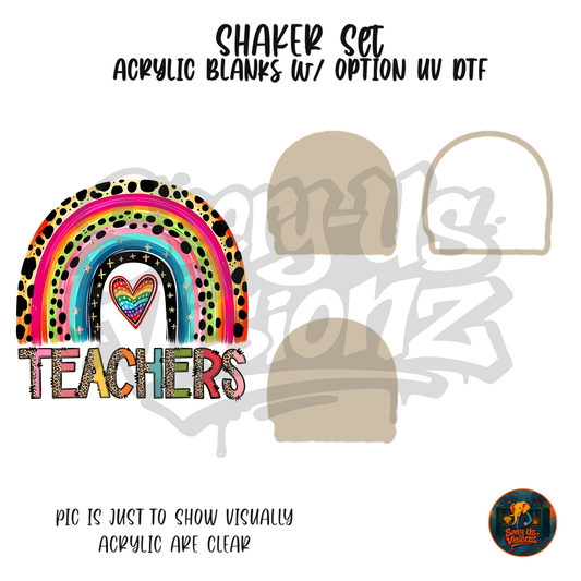 Rainbow Teacher Love shaker set acrylic blanks