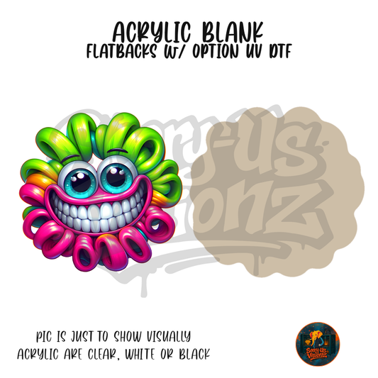 Rainbow Grin Scrunchie acrylic blank, Acrylic & UV DTF Print