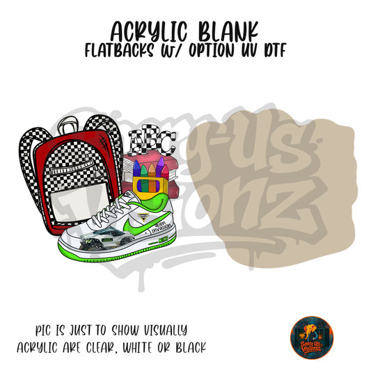 Sneaker & Backpack 8 acrylic blank, Acrylic & UV DTF Print
