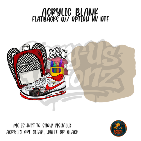 Sneaker & Backpack 9 acrylic blank, Acrylic & UV DTF Print