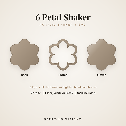 6 Petal Acrylic Shaker: back, frame and cover layers