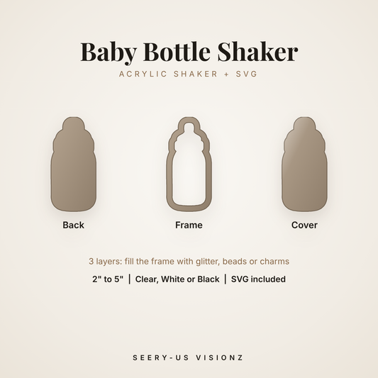 Baby Bottle Acrylic Shaker: back, frame and cover layers