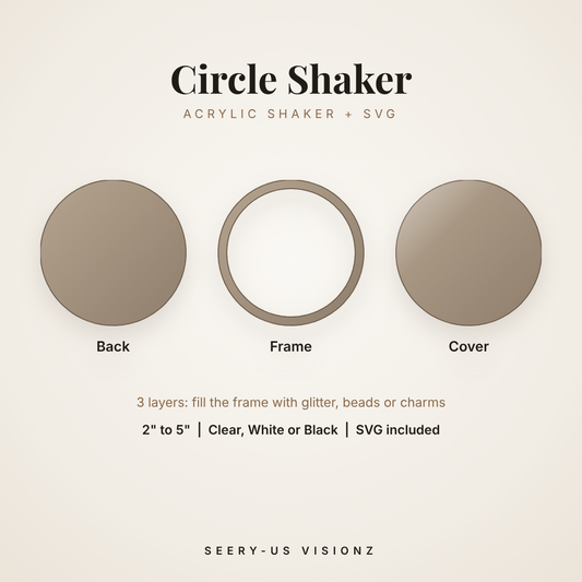 Circle Acrylic Shaker: back, frame and cover layers