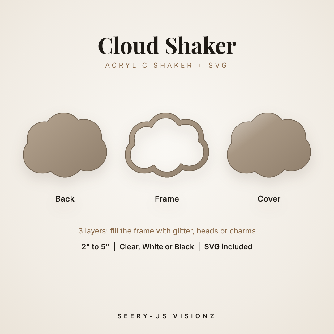 Cloud Acrylic Shaker: back, frame and cover layers