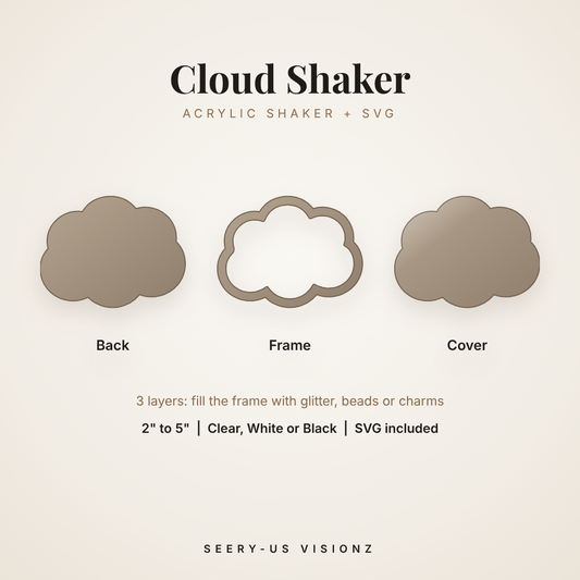 Cloud Acrylic Shaker: back, frame and cover layers