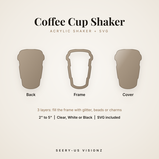 Coffee Cup Acrylic Shaker: back, frame and cover layers