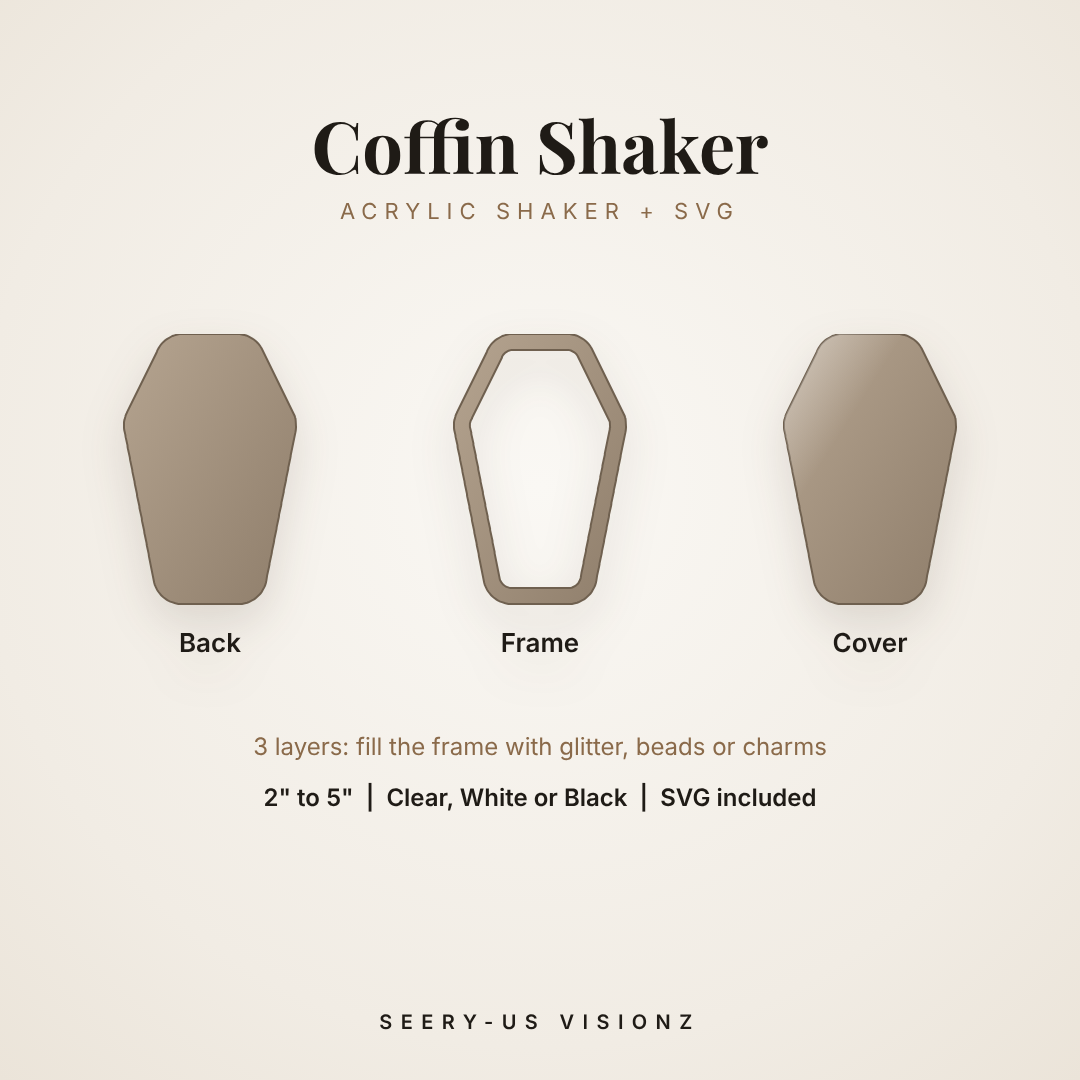 Coffin Acrylic Shaker: back, frame and cover layers