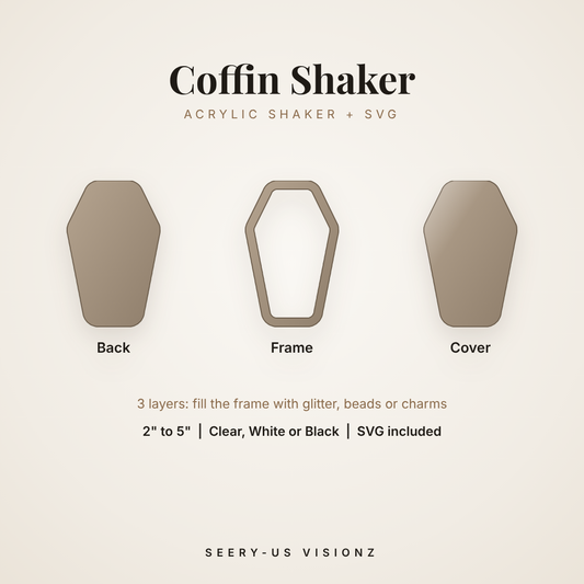 Coffin Acrylic Shaker: back, frame and cover layers