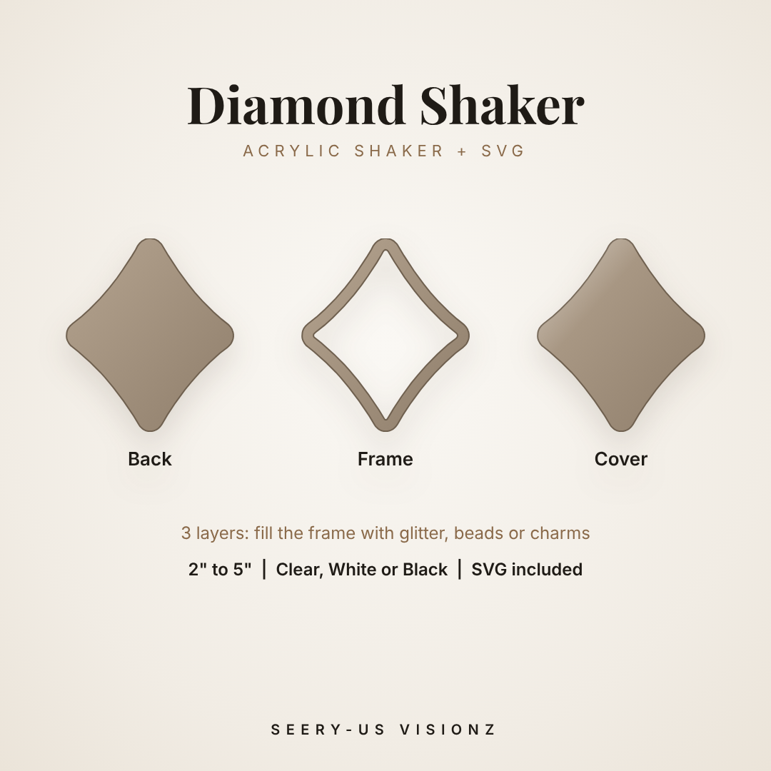 Diamond Acrylic Shaker: back, frame and cover layers