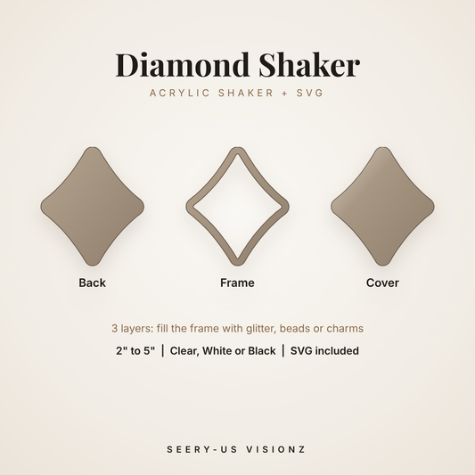 Diamond Acrylic Shaker: back, frame and cover layers