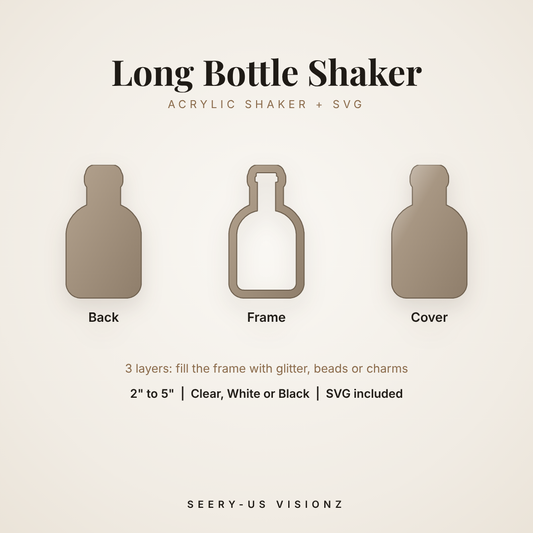 Long Bottle Acrylic Shaker: back, frame and cover layers