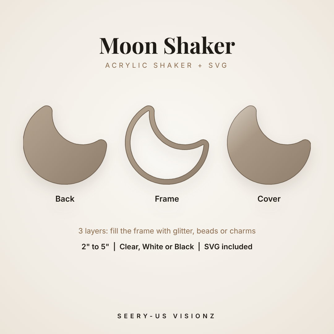 Moon Acrylic Shaker: back, frame and cover layers