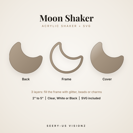Moon Acrylic Shaker: back, frame and cover layers