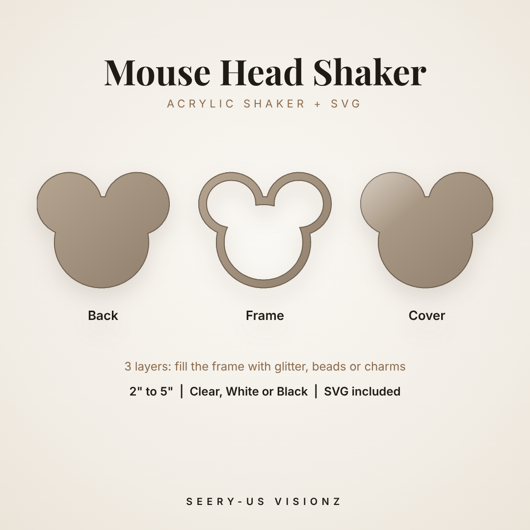 Mouse Head Acrylic Shaker: back, frame and cover layers