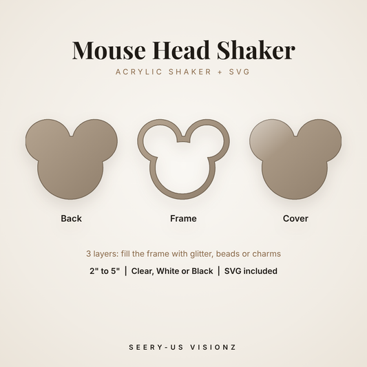 Mouse Head Acrylic Shaker: back, frame and cover layers