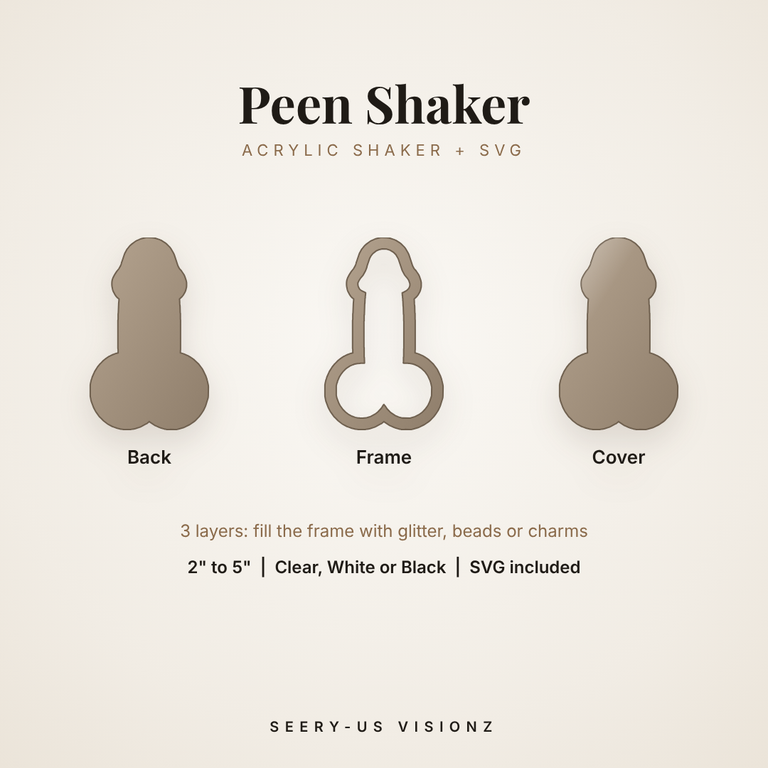 Peen Acrylic Shaker: back, frame and cover layers