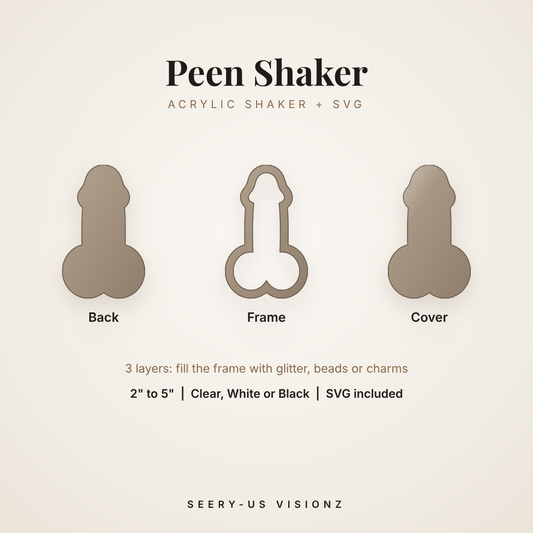 Peen Acrylic Shaker: back, frame and cover layers