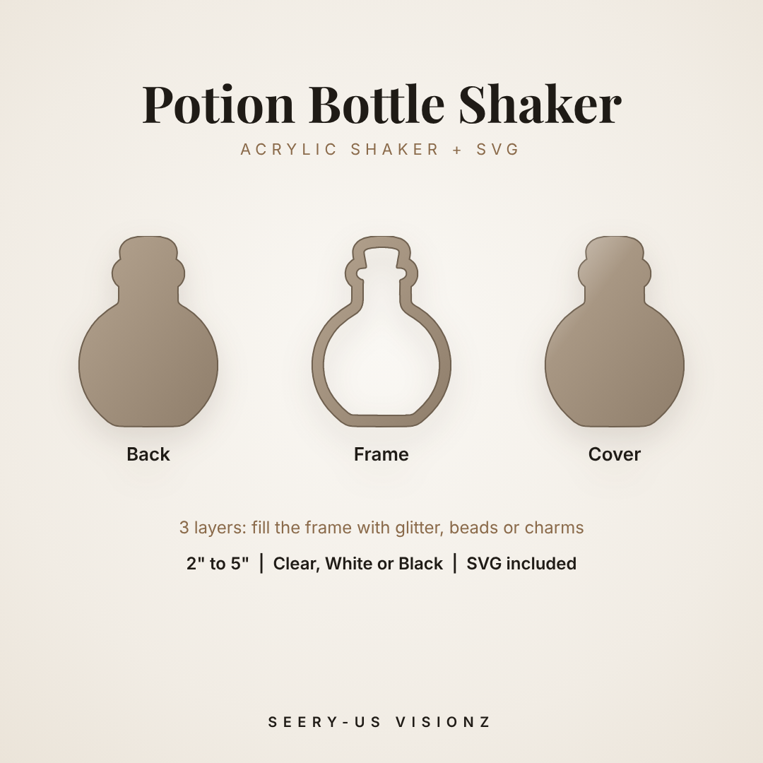 Potion Bottle Acrylic Shaker: back, frame and cover layers