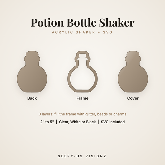 Potion Bottle Acrylic Shaker: back, frame and cover layers
