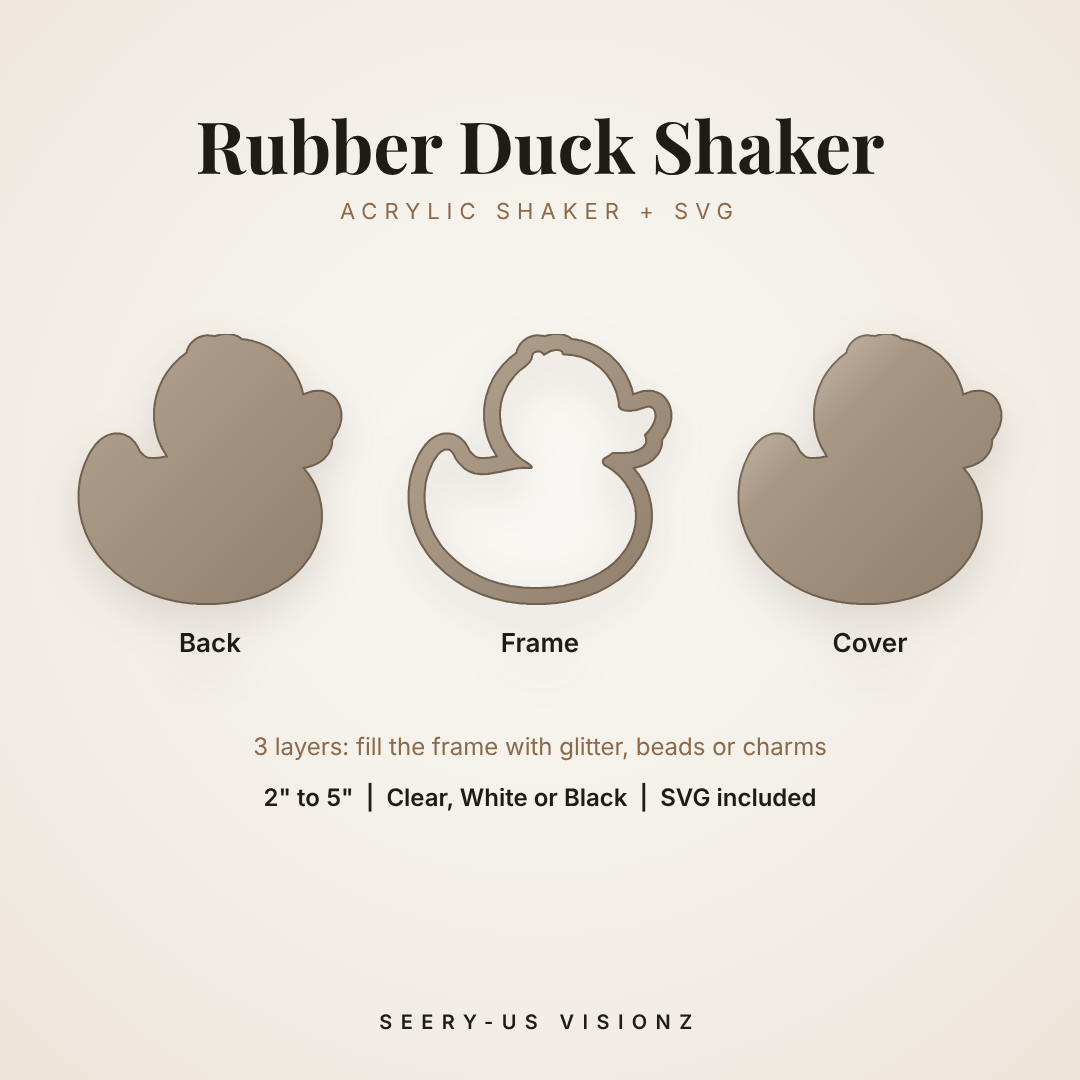Rubber Duck Acrylic Shaker: back, frame and cover layers