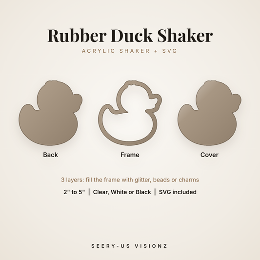 Rubber Duck Acrylic Shaker: back, frame and cover layers