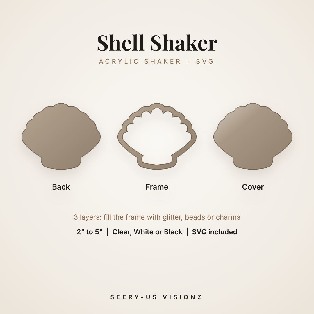 Shell Acrylic Shaker: back, frame and cover layers