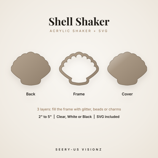 Shell Acrylic Shaker: back, frame and cover layers