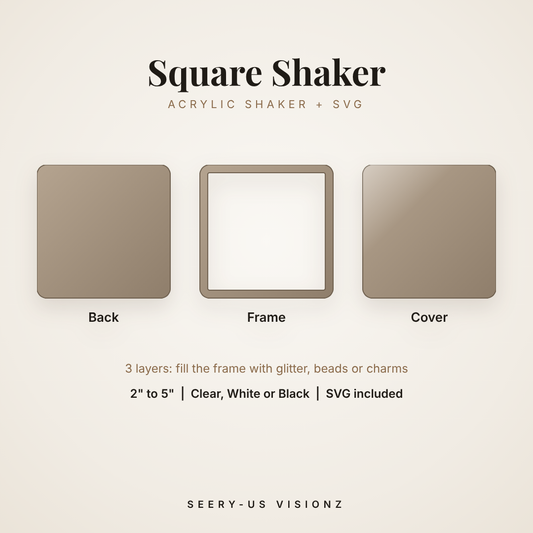Square Acrylic Shaker: back, frame and cover layers