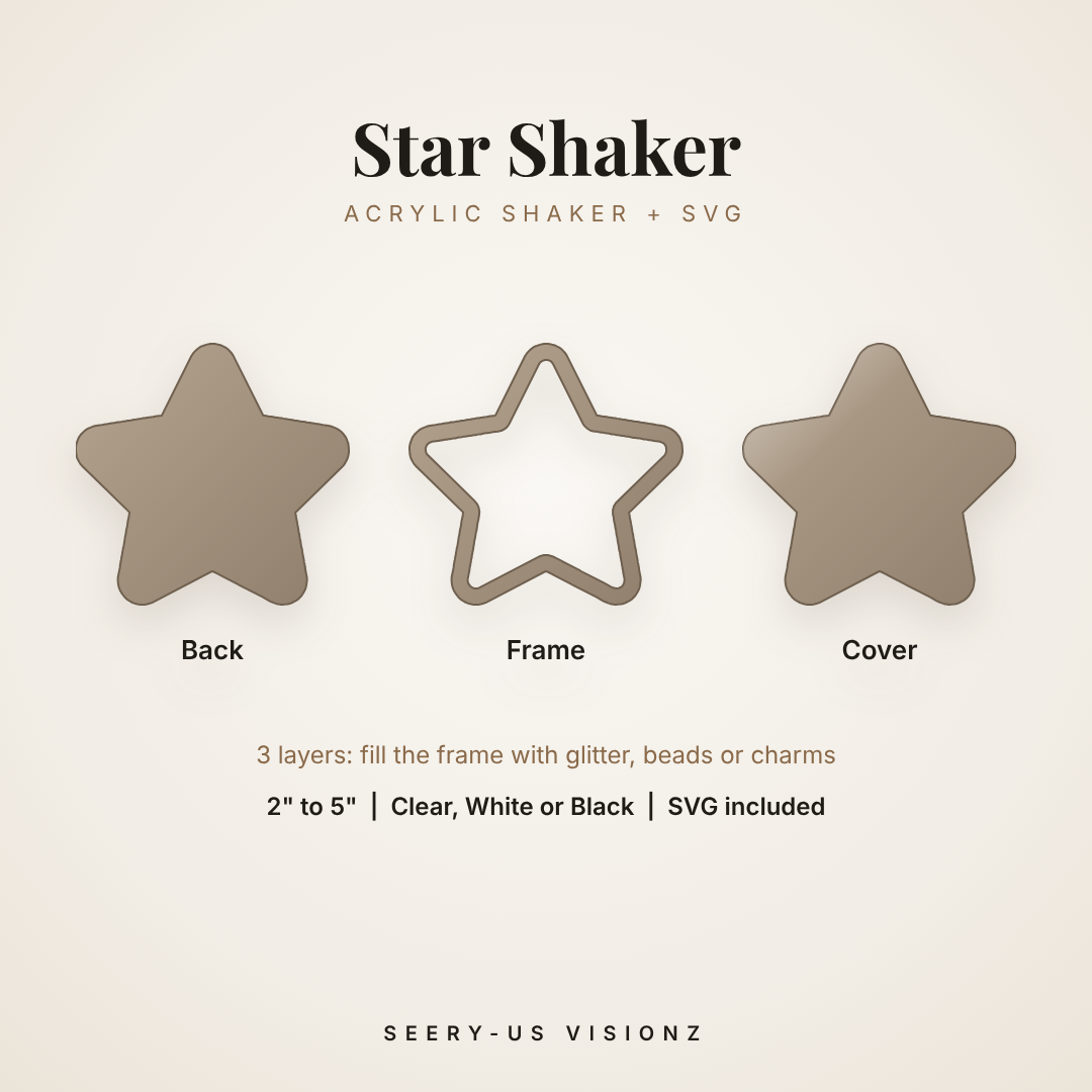 Star Acrylic Shaker: back, frame and cover layers