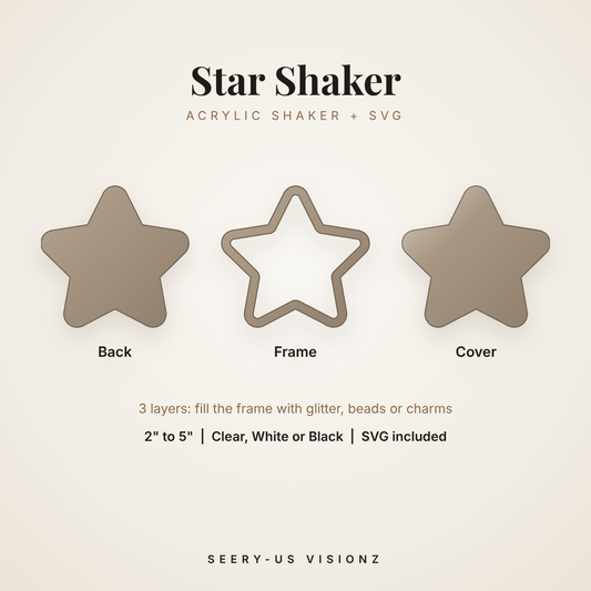 Star Acrylic Shaker: back, frame and cover layers