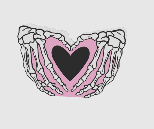 Skeleton Heart Hands Pen Holder